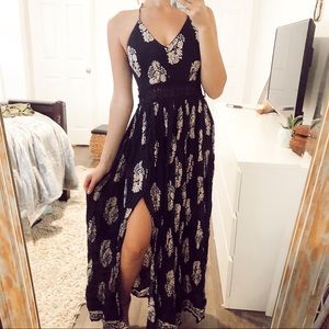Fashion Nova Blue Bohemian Floral Maxi Dress